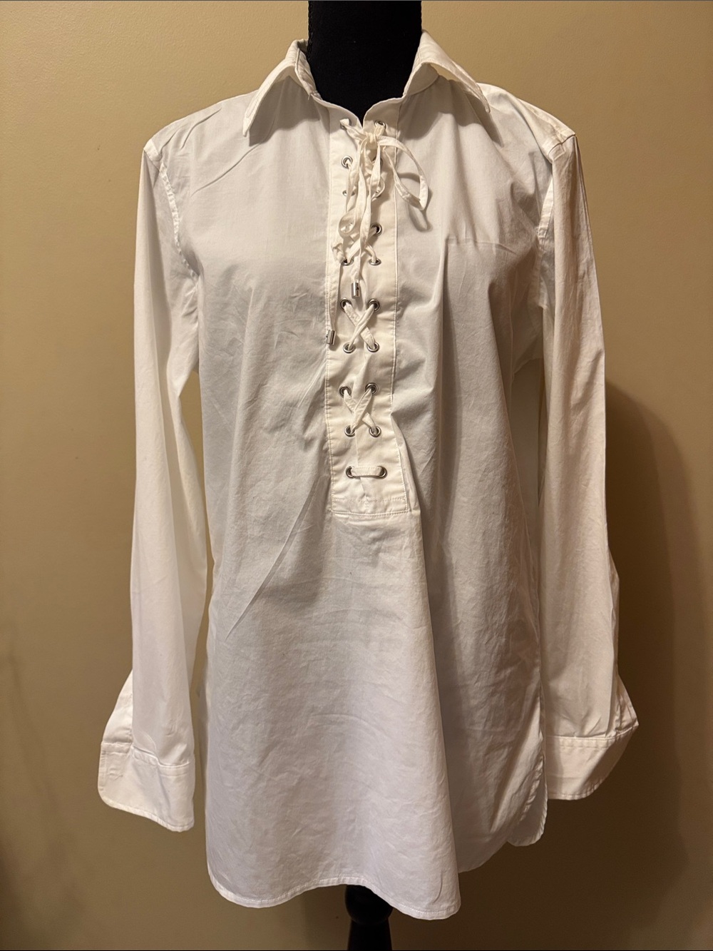 Lauren Ralph Lauren White Lace-Up Popover Tunic